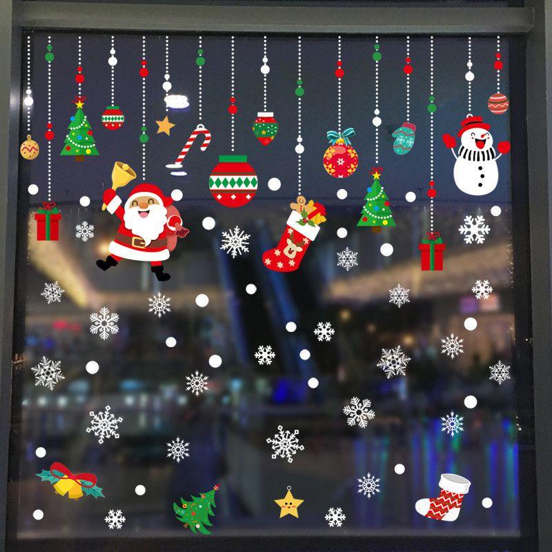 

Christmas Wall Window Sticker Home Room Decoration New Year Decals Santa Claus Point