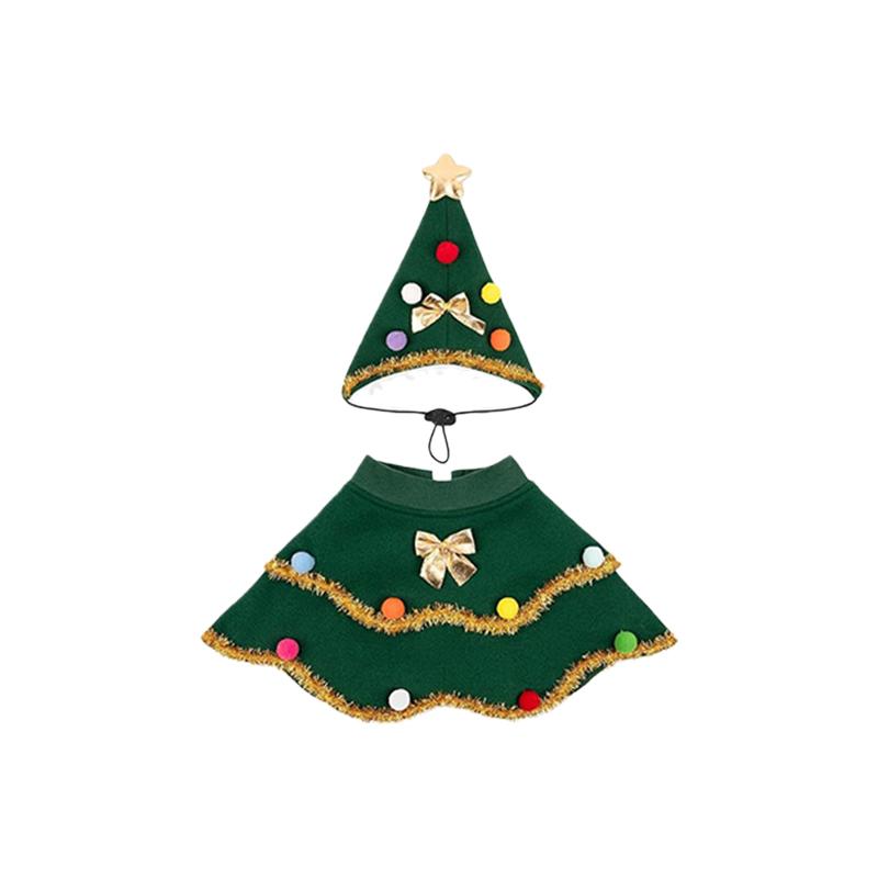 

Dog Christmas Costumes Puppy Xmas Cloak Hat Set Cute Cat Clothes for Party Role-Playing Decoration Gift Puppy Cape Shawl S