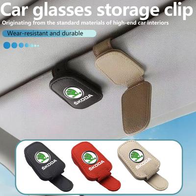 Für Auto Leder Brillenclip Sonnenblende Sonnenbrillenaufbewahrung Befestigung Rapid Octavia Derivat Enyaq-iV VisionS Yeti Scala