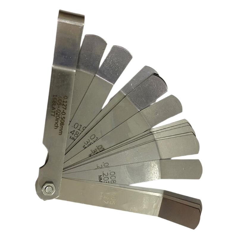 16-teiliger Satz Stahl-Fühlerlehren mit abgewinkeltem Kopf Abgewinkelte Fühlerlehren zur präzisen Messung von Spalten von 0,127 mm bis 0,508 mm