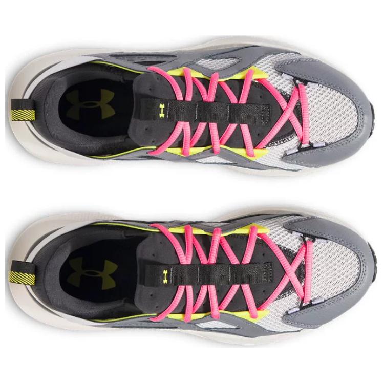 Under Armour Unisex UA Infinite MVMNT Shoes Downpour Gray Silica Green Noble Gold 3028667-024