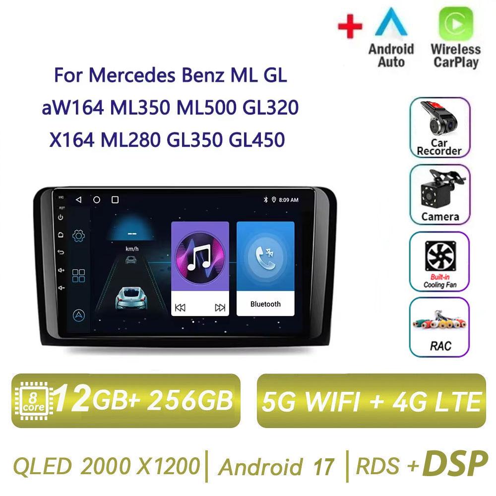 Autoradio Android 17 pour Mercedes Benz ML GL aW164 ML350 ML500 GL320 X164 ML280 GL350 GL450 4G BT CarPlay sans fil