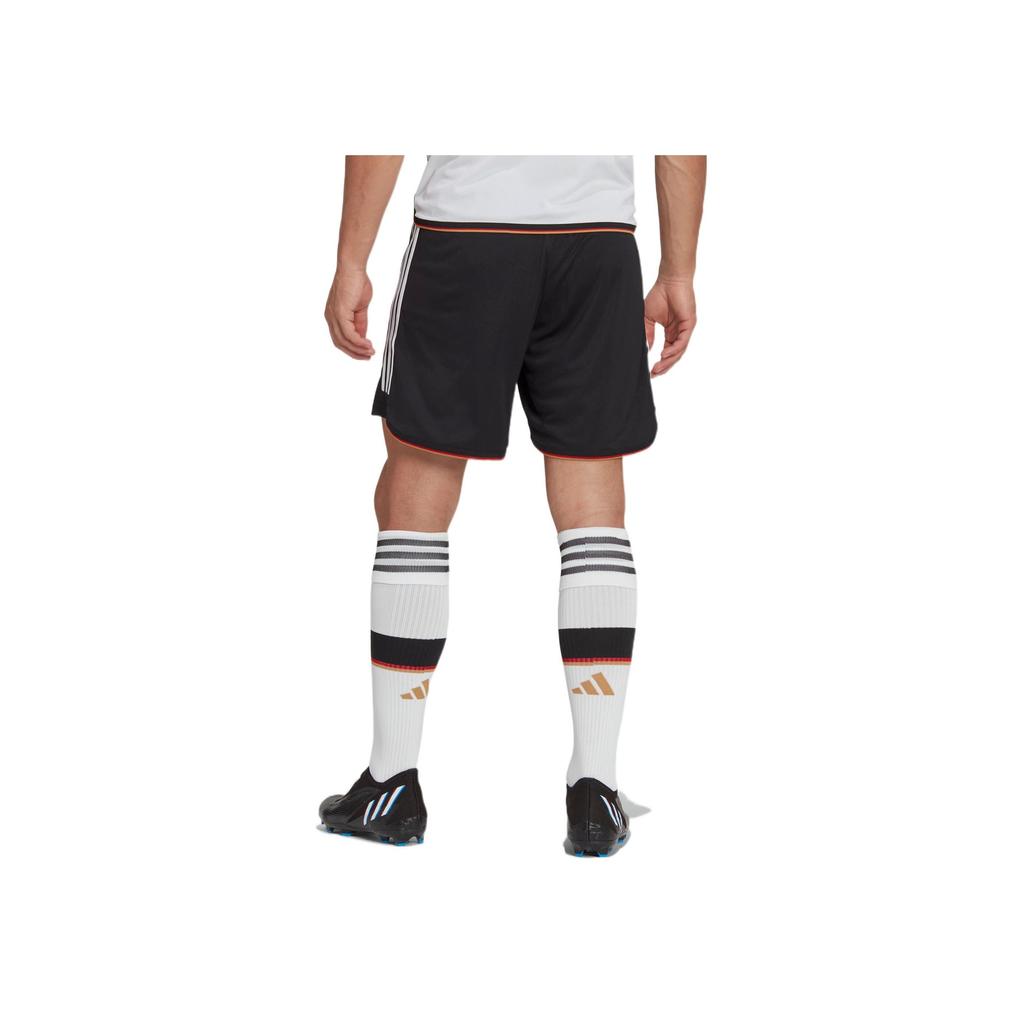 Adidas FW22 Logo Print Three-Stripe Elastic Waist Soccer Shorts Germany Home Kit Men Bottoms Black HJ9605