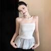 White Ruffle Edge Splicing Tube Top Women's Summer Spice Girl Pure Desire Style Design Sense Niche Slim Top