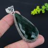 Emerald Natural Gemstone Handmade 925 Sterling Silver Pendant 2.88" F6H17