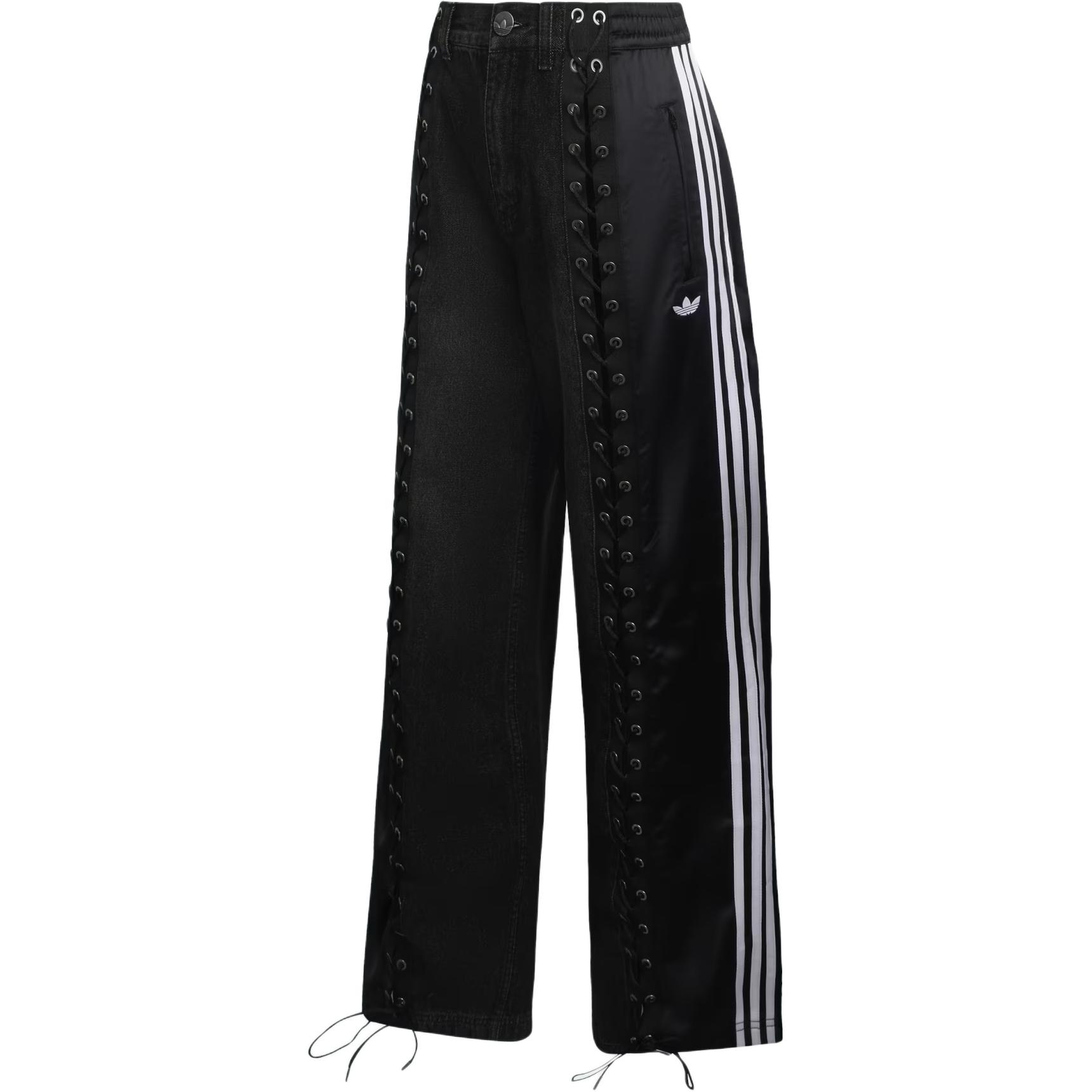 

Adidas Originals FW25 Джинсы из денима с шнуровкой и полосками, свободные, женские, низ, KS3878 2XS