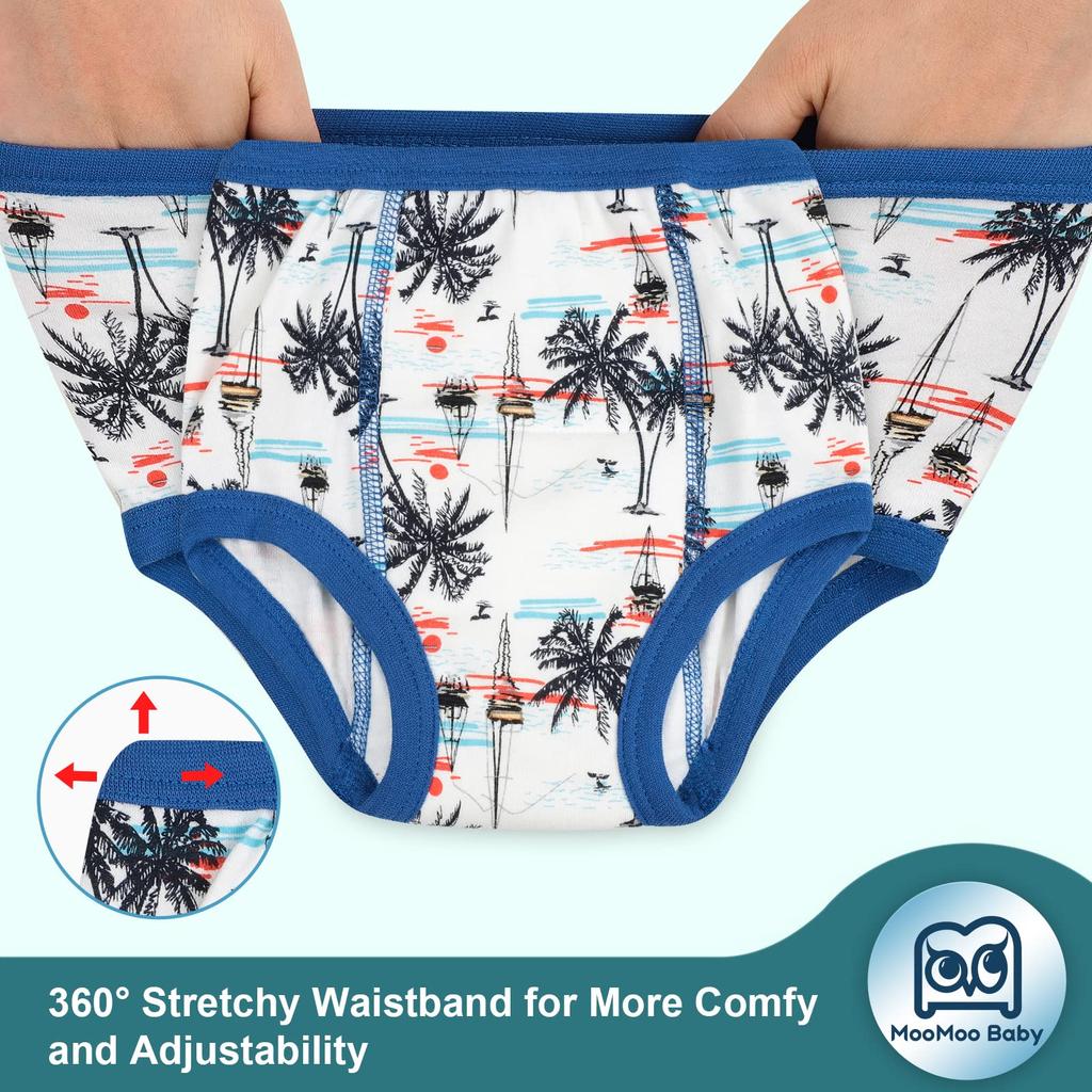 MooMoo Baby Training Pants, 6-Layer Cotton, Highly Absorbent, Breathable, Toddler Toilet Training Pants for Boys, 8-Pack, 140cm