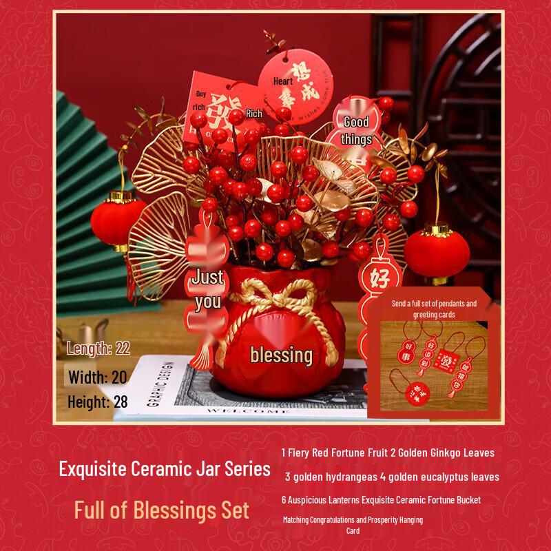 Chinese New Year Ceramic Blessing Bucket Ornament