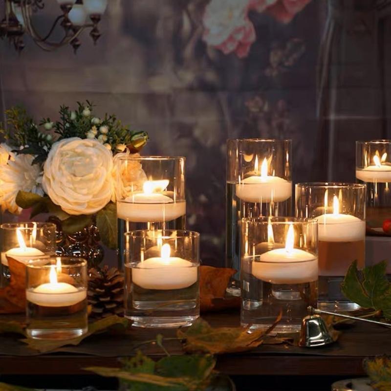 White Floating Candle, Unscented SoyWax Waterproof Tealights for Pool, Spa, Bathtub Decoration, 3.5-4 Hour Burn Time