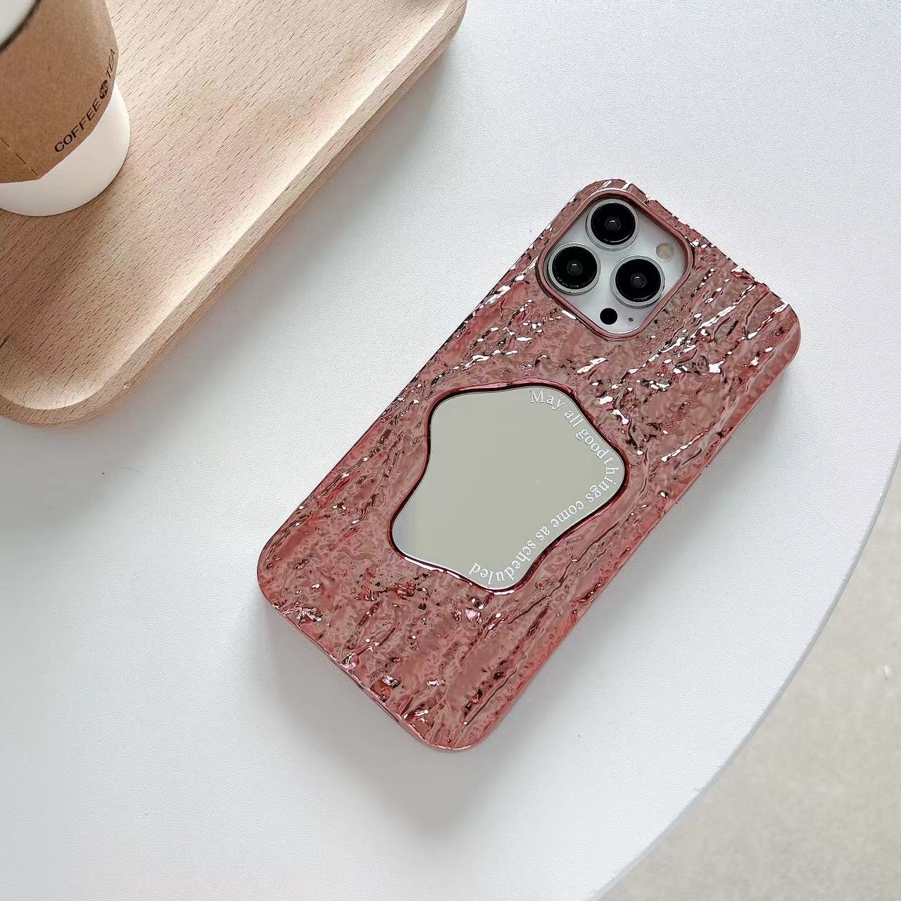 

Спеціальний дзеркальний чохол для телефону Rock Pattern для Apple IPhone 15 14 13 12 Pro Max 11 XS XR 7 8 Plus SE for iphone 11Pro коричневий