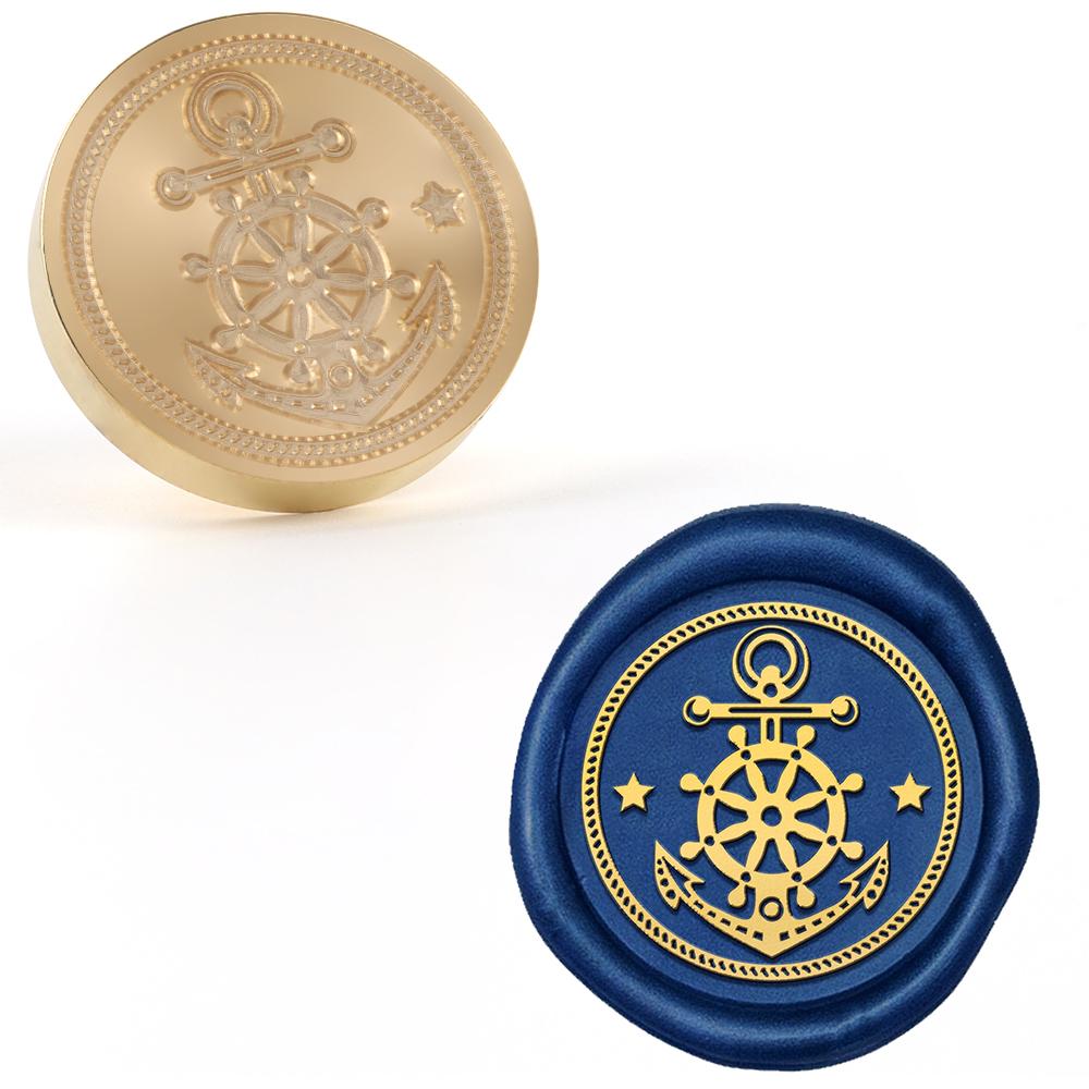 1pc Ocean Series Wax Seal Stamps Trident Goldfish Hook Shark Pattern Wax Sealing Stamps 25mm Removable Brass Head For Decorating