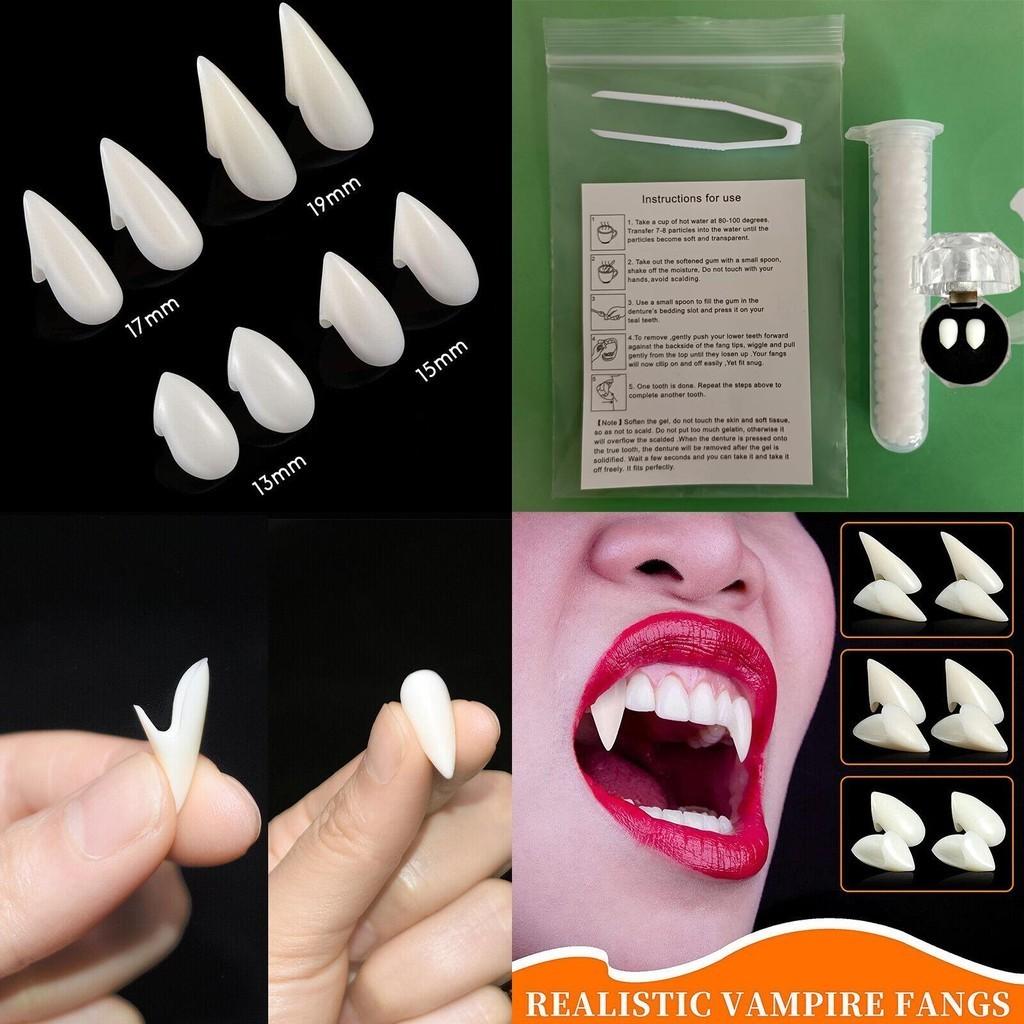 Safe And Sanitary Resin Halloween Denture With Custom Fang Sizes And Solid Adhesive