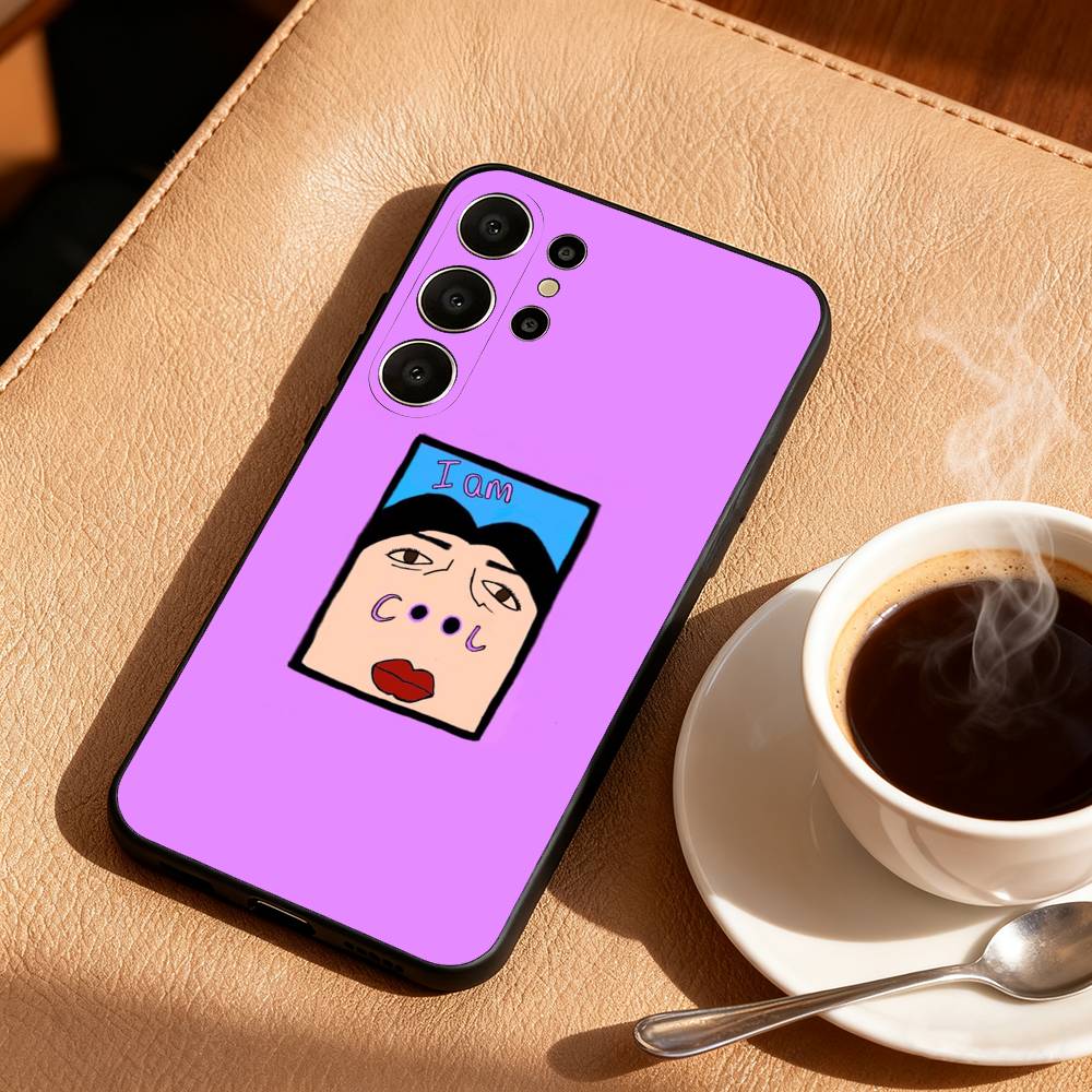 1PC F-Funny E-Exaggerated Face Emotion Phone Case For Samsung S26,S25,S24,S21,S22,S23,S30,Ultra,S20,FE,Lite,10,9,Black Cover