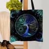 1PC Tree Of Life Tarot Tote Shoulder Bag Moon Phase Plants Bags Storage Handle Shopping Bag Portable Supermarket Bag Tote Bag