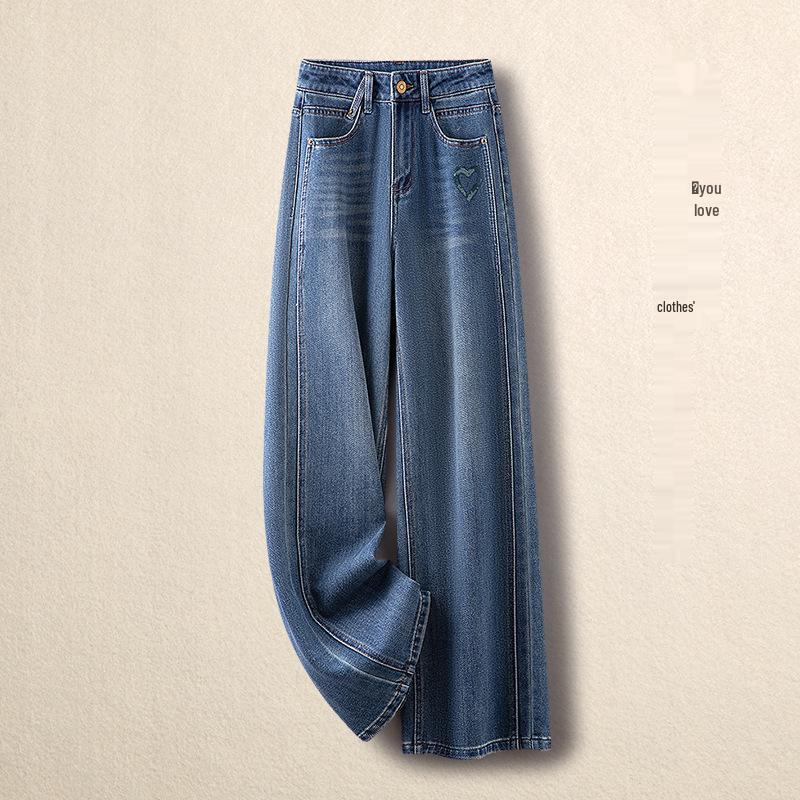 

Женские джинсы с вышивкой премиум-класса на весну 2025 года - Свободные, повседневные и прямого кроя 29 (115-125 lbs) синий