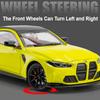 1:24 Scale M3 M4 Car Model Toy Diecast Metal Doors Opened Wheel Steering Miniature Racing Cars Models Sound Light Toys for Boys