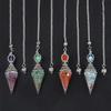 Bronze Resin Crystal Hexagonal Pyramid Pendant Necklace