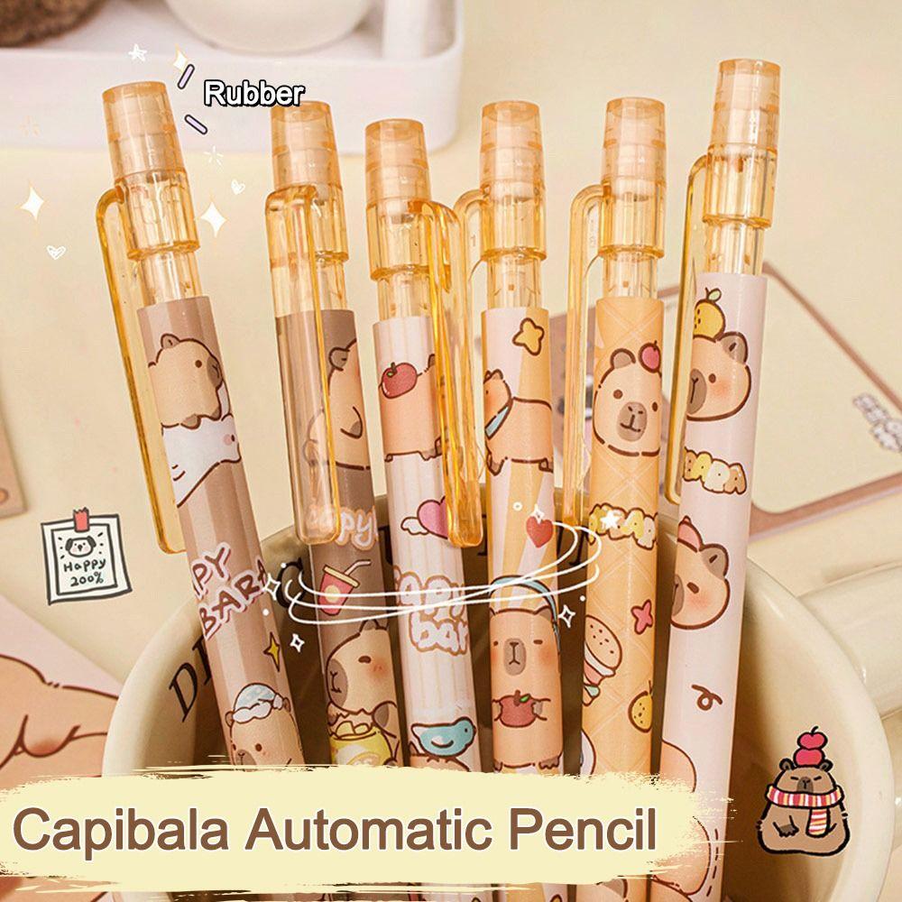 

6pcs 0.5mm Capybara Mechanical Pencil Press Propelling Pencil Creative Sketch Pencil Stationery