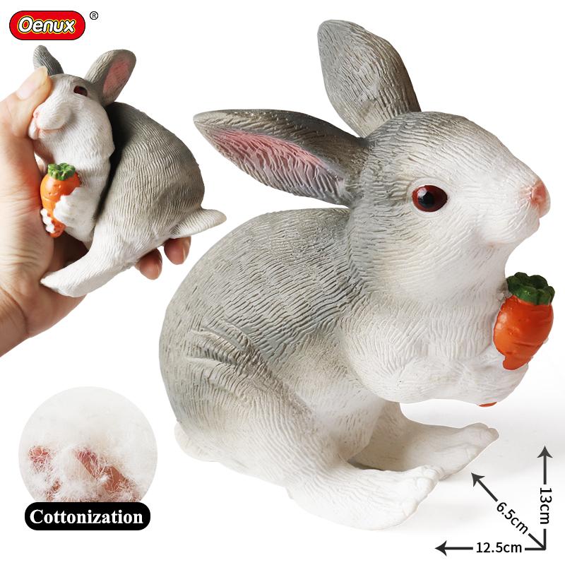 Oenux Soft Cotton Farm Animals Cow Horse Pig Hen Cat Dog Model Action Figures Wild Lizard Donkey Koala Educational Kids Toy Gift