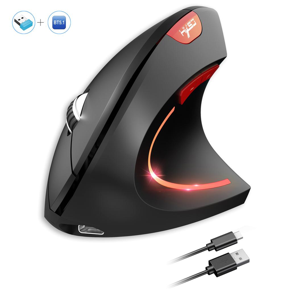 New 2.4G Dual-mode Vertical Mouse With Colorful Light Emitting Ergonomic Wireless Mute Office Game