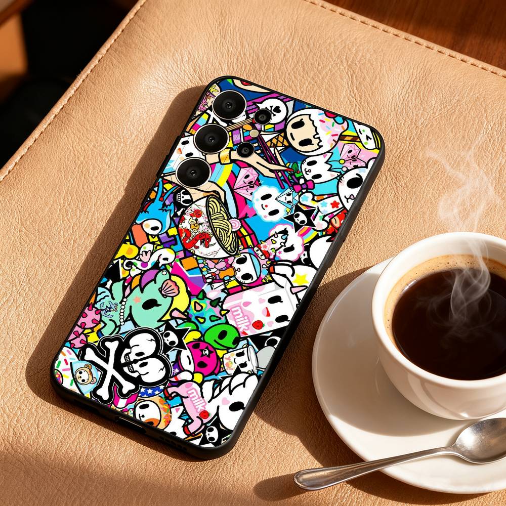 

Чехол для телефона T-Tokidoki A-Art B-Bright Мультяшный Мягкий Черный для Samsung S26,S25,24,23,22,30,21,10,9,Ultra,Plus,Lite,FE Samsung S22plus5G