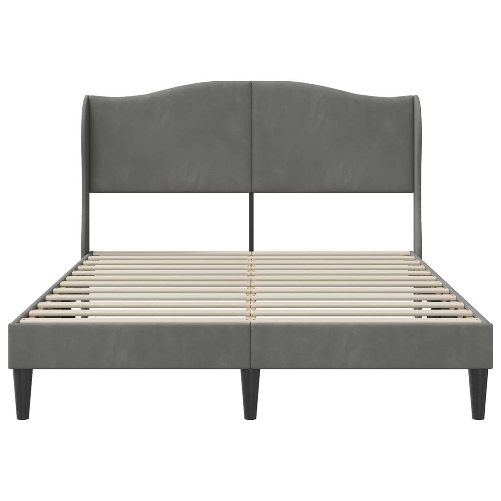 Bed Frame with Headboard Dark Grey 120 x 190 cm Velvet