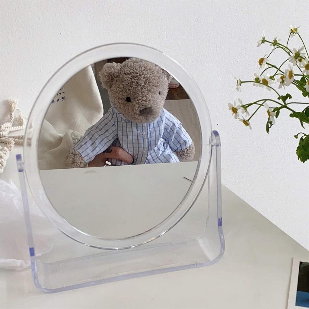 Foldable Desktop Makeup Mirror 360 Degree Rotating Princess Mirror Portable With Stand Square Round Mirror Home