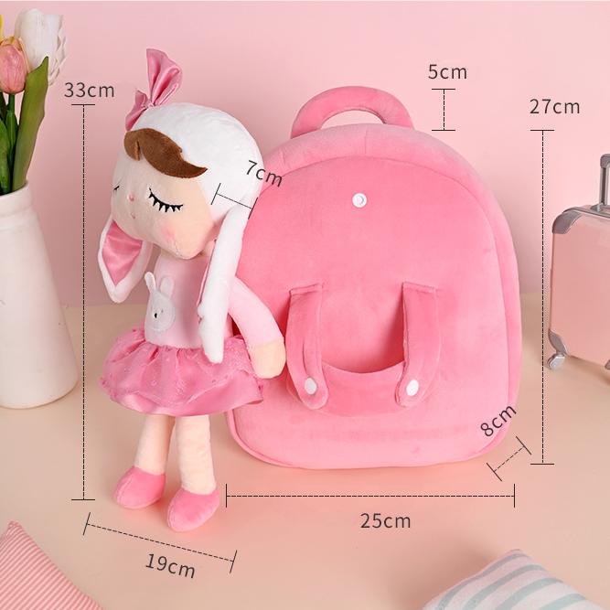 

Latest Style Metoo Backpack Angela Doll Plush Pouch Pink Bunny Doll Backpack Designed For Kindergarten Girls great for daily use розовый
