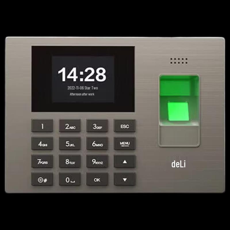 Deli 14060W Optical Fingerprint Time Clock CN plug (adapter included)