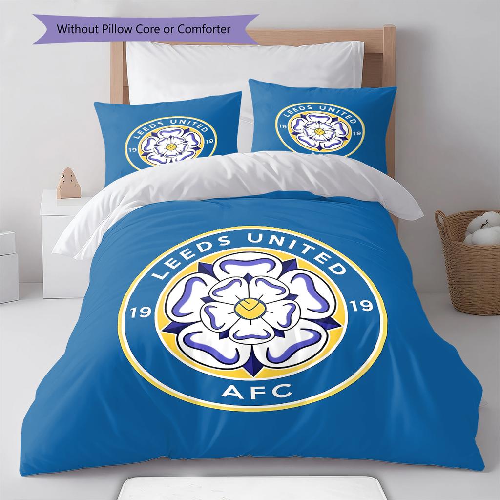 Leeds United Football Club Pattern Bedding,Quilt Set Quilt Cover Pillowcase Home Birthday Gift (1 * duvet cover + 2 * pillowcase, without core)
