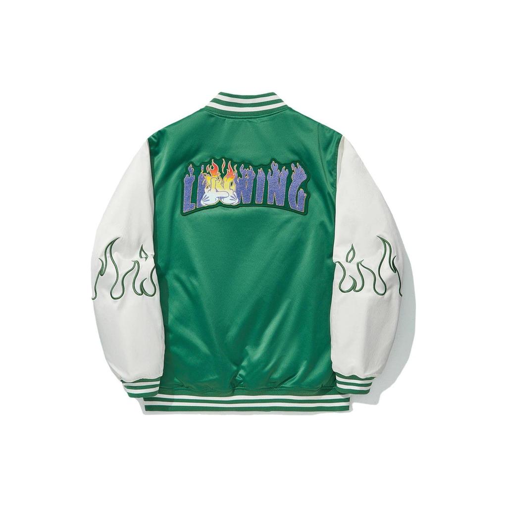 Li-Ning Unisex OG_SLICK Collaboration Varsity Jacket Green White AJMT075-3