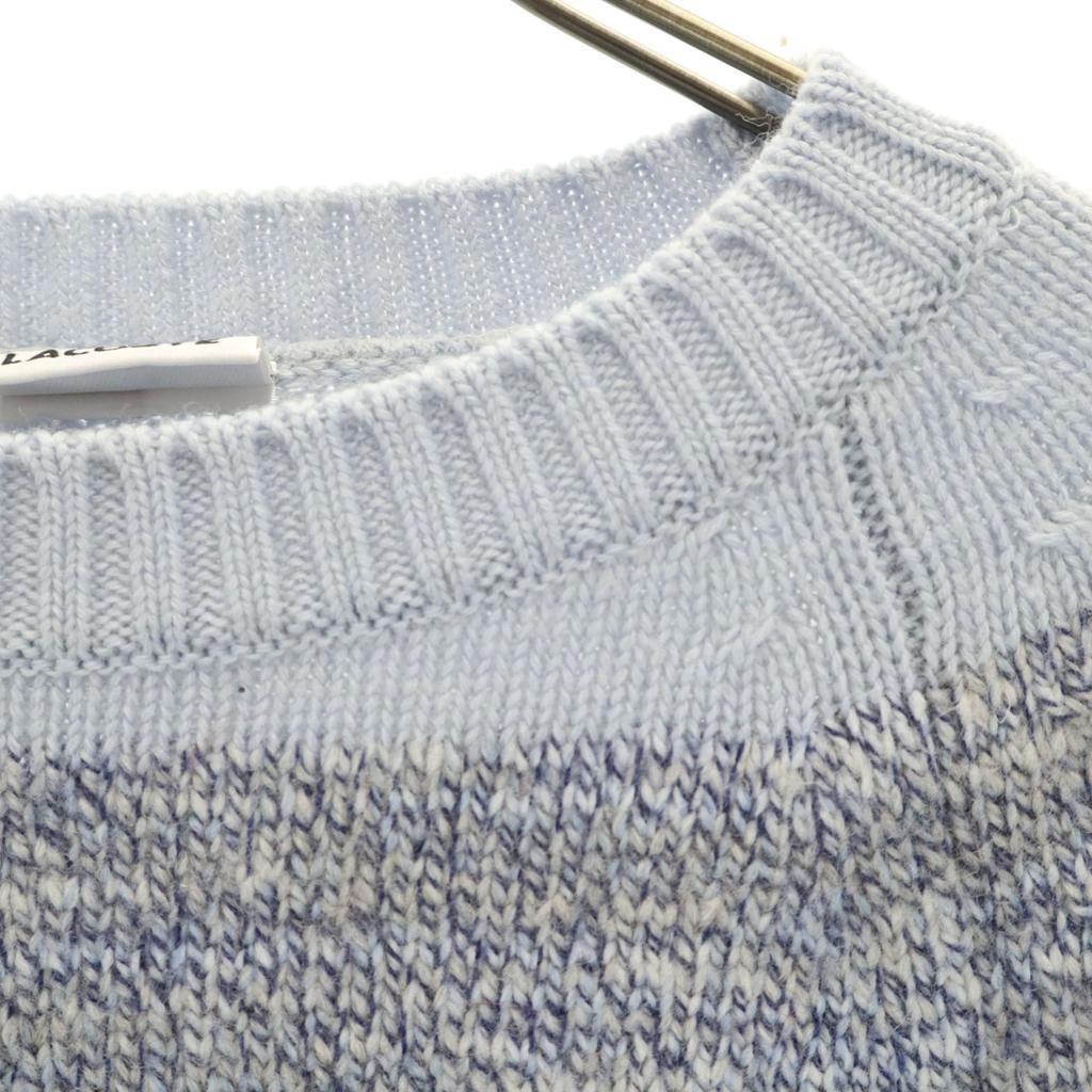 LACOSTE Wool blend Made in Japan border Long sleeve sweater 42 Blue knit Women Used