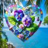 Colorful Gilly flower Heart-Shaped Suncatcher - Stained Glass-Style Glass Effect with Vibrant Floral Design, Perfect for Home & Garden Decor, Ideal fo