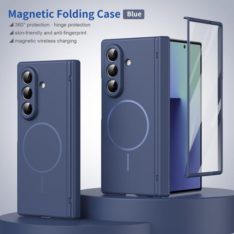 Magnetic Snap-On Case With Built-in Screen Film Galaxy Z Fold 8 Ultra 7 6 Full Coverage Protective Cover PC
