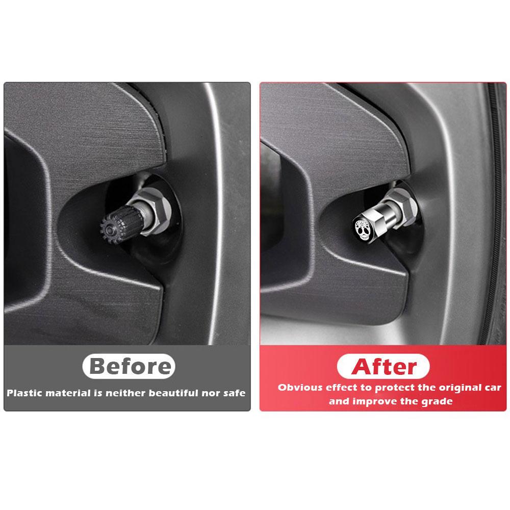 4 STKS Universele DIY Auto Wiel Band Luchtventiel Dopjes Steel Auto Stickers Voor Auto's Motor Auto Accessoires Decor Cadeau, Voor Schedel Stijl