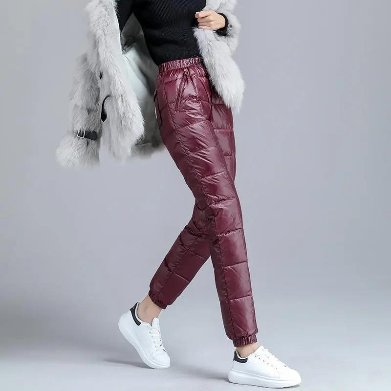 Ultralight Winter Down Cotton Pants Women Oversize 90kg Snow Wear Casual Jogger Pantalones Windproof Warm Baggy Harem Sweatpants