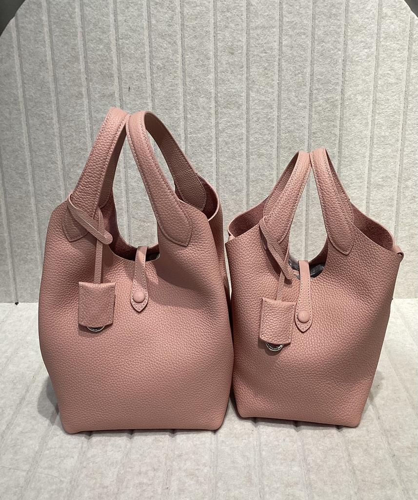 2025 new first-layer cowhide ruff vegetable basket handbag lazy wind shoulder messenger soft bag versatile bucket bag