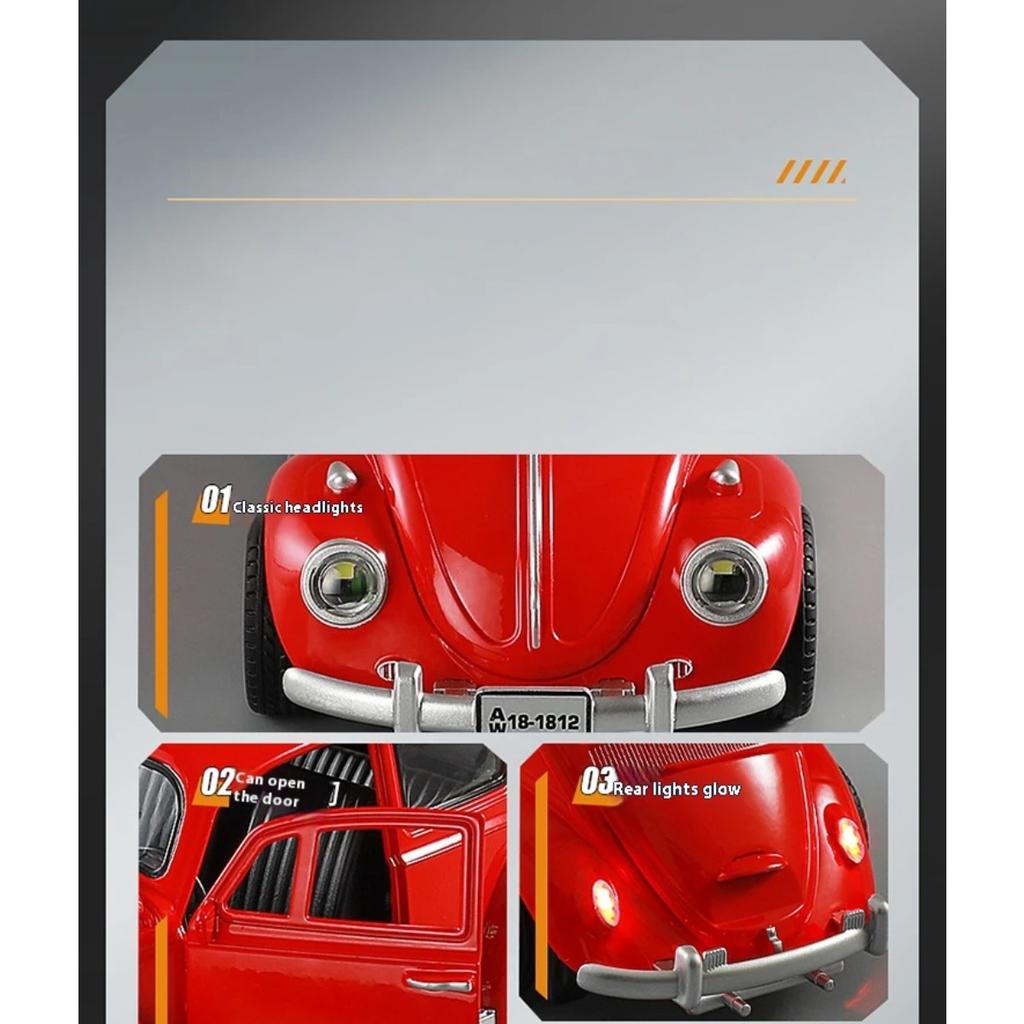 1/18 Volkswagen Beetle 1955 Alloy Metal Diecast Model Car Toy Car High Simulation Classic Collection Hobbies Holiday Gifts Child