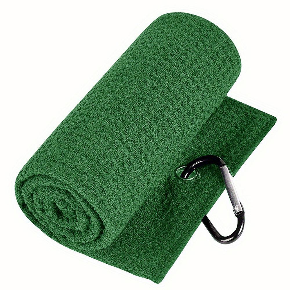 

30x30cm Waffle Pattern Golf Towel with Hook Quick Drying Microfiber Cleaning Towel Green
