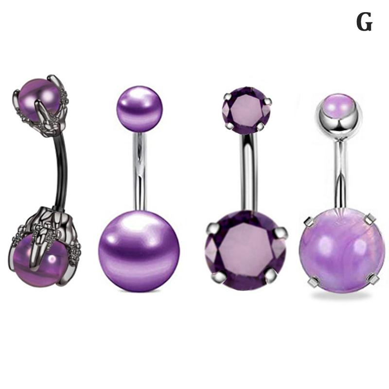 4Pcs Combination Set Belly Button Piercing Simple Piercing Jewelry Navel Ring