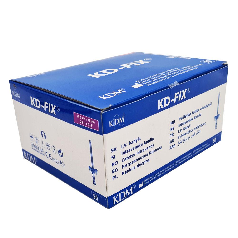 Purple Cannula 26G 0.62mm X 19mm Kd-Fix Intravenous Cannula 50 Pcs