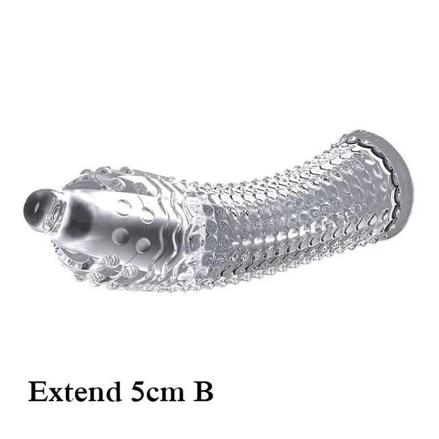 Penishülle in S/L-Größe, verlängert 5/7 cm, wiederverwendbares Kondom, verzögerte Ejakulation, Penisvergrößerung, Sexspielzeug für Männer und Paare