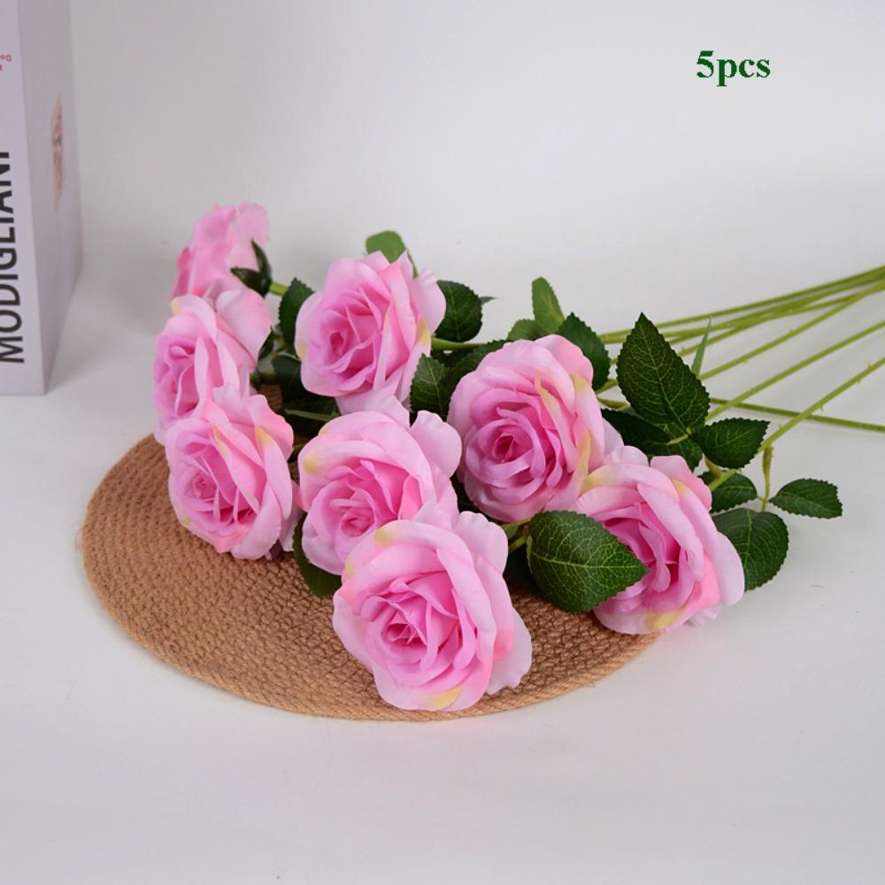 5pcs New 6 Colors Simulated Rose DIY Party Decoration Festival Supplies Vintage Silk Rose Wedding Fake Flowers Home Decor