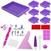 Diamond Painting Tray Tool Kit with 6 Ridged Sorting Trays Rotating Pen Wax Pads Scraper Brush Spoon Storage Box for DIY Rhinestone Crafts