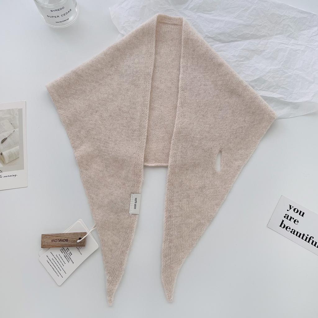 New Korea Styles 100% Wool Knitted Triangular Scarf Women Winter Warm Decorate Headscarf Shawl Neckerchief Hijab Pashmina