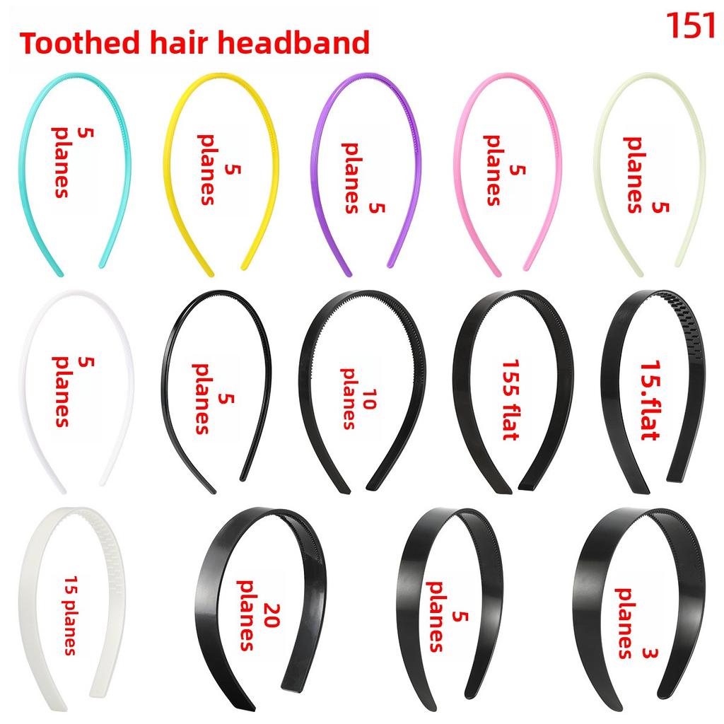 The Long Black Fully Covered Fabric Hair Band with Teeth Made of Plastic Raw Material Has Anti-slip Teeth On The Base