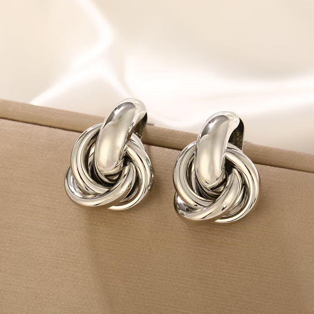 Europäisch-Amerikanische Geometrische Twist Kreis Ohrringe – Stilvoll, Mehrschichtig und Vielseitig