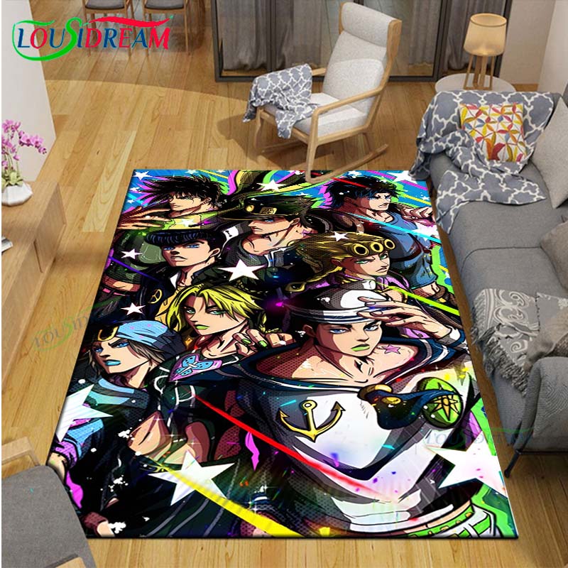 Tappeti Classici Cartone Animato J-JoJo's Bizarre Adventure Tappeto Antiscivolo per Soggiorno Tappetini per Camera da Letto dei Bambini Tappeto da Gioco Tappeto Grande Decorazione