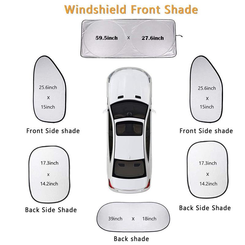 Silver Sunshade Cover for Front & Rear Windshields - Heat Insulation & Sun Protection