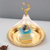 Metal Ramadan Tray With Clear Dome Lid Mini Cake Candy Tray Reusable Dessert Tray Round Food Storage Organizer For Eid